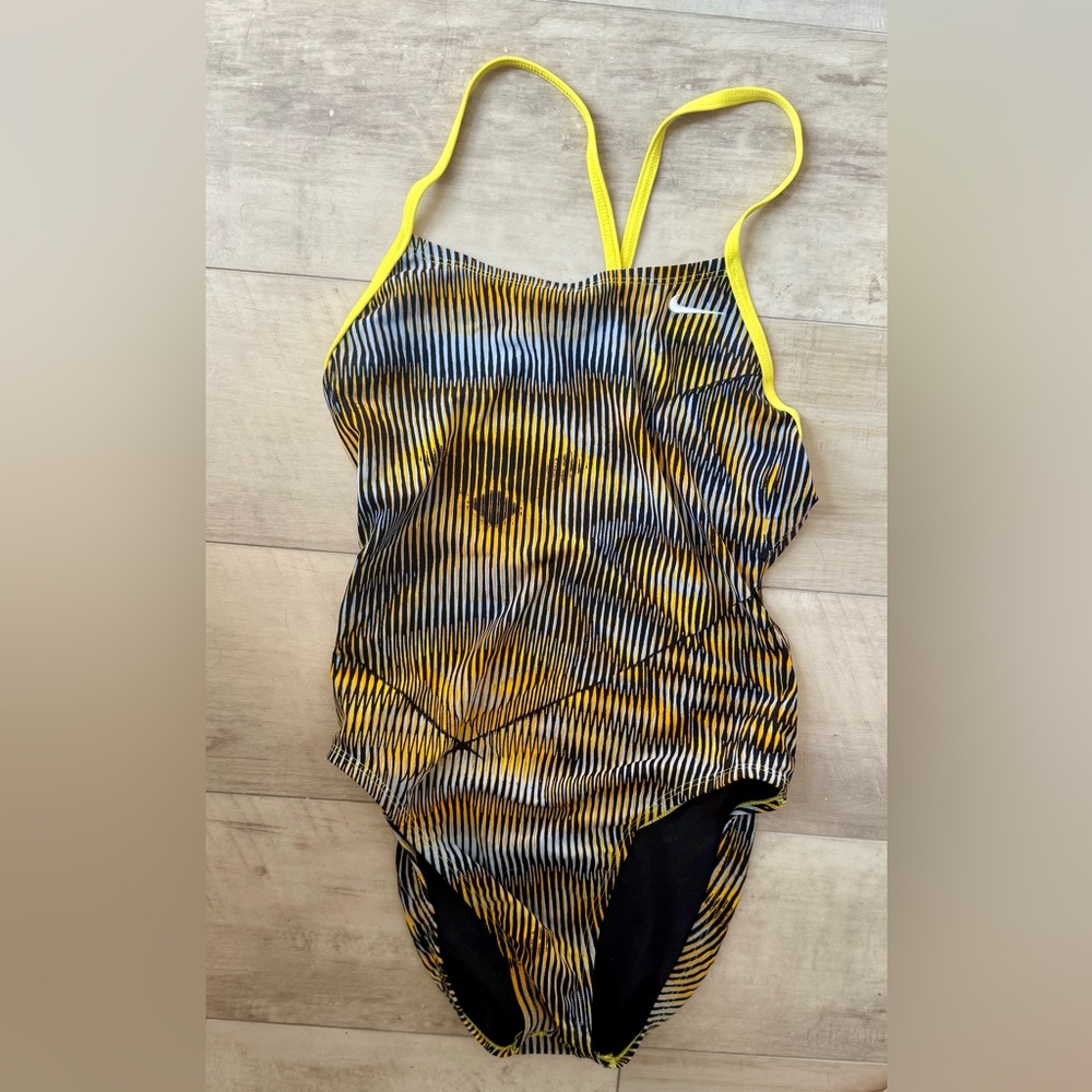 Yellow and Black Patterned Nike Swimsuit